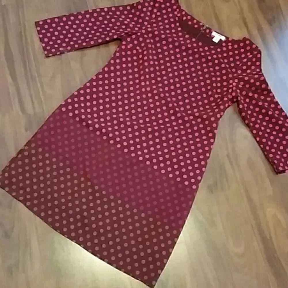 Maroon Poka Dot Dress  - Picture 3 of 4